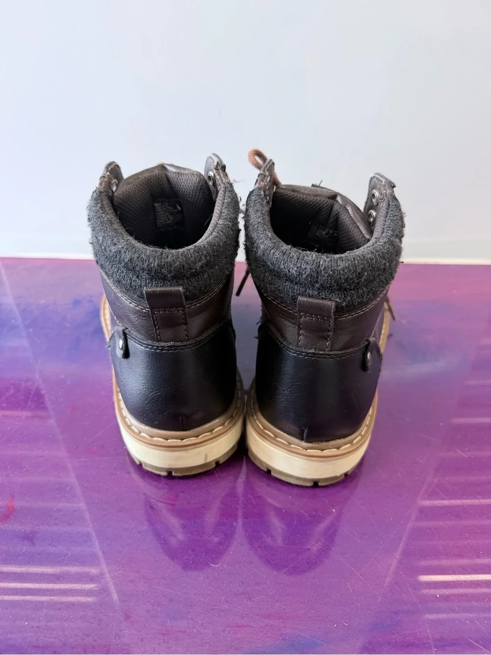 Sonoma Brown Leather Lace-Up Ankle Boots with Tan Sole